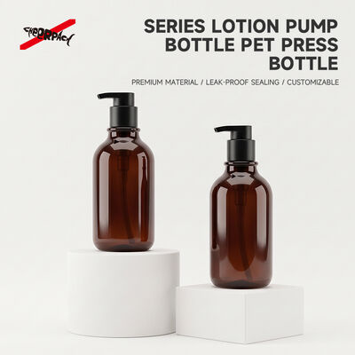 Qualità  500ml Amber PET Lotion Pump Bottle | Cosmetic Shampoo Packaging Supplier | Thickened base, leak-proof. Custom logo & color for shampoo, body wash, skincare liquid. Bulk wholesale, flexible MOQ. Fabbrica