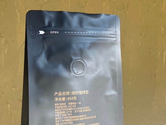 Borsa da caffè stampata su misura con cerniera 250g 500g con valvola con imballaggio in plastica Borsa di foglio di alluminio
