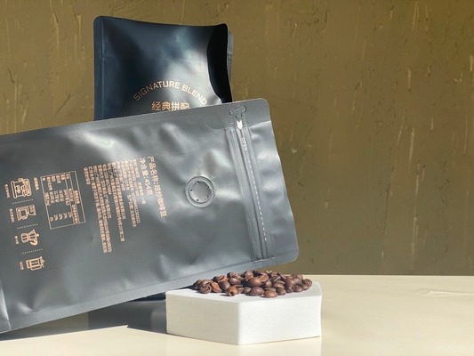 Borsa da caffè stampata su misura con cerniera 250g 500g con valvola con imballaggio in plastica Borsa di foglio di alluminio