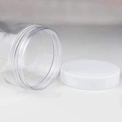 Prodotto all'ingrosso per la cura della pelle Vaso per la pulizia del corpo contenitore di vetro in PET vetro trasparente rotondo vetro di plastica per la pulizia del corpo con coperchio