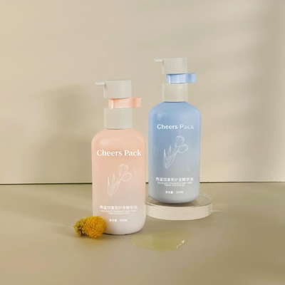 250ml Flip Top Cap HDPE Plastic Shampoo Babycare Pink Bottle Lotion Pump Per Imballaggi Cosmetici