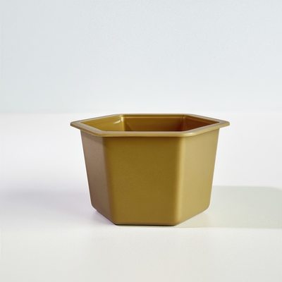 Bicchiere monouso esagonale in PP da 80 ml con coperchio in lamina di alluminio