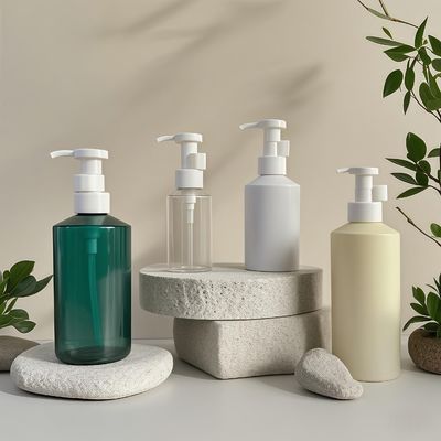 Flacone per pompa di lozione a forma di cilindro in PET da 300 ml-500 ml per confezioni cosmetiche con stampa logo personalizzabile