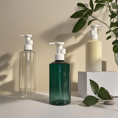 Flacone per pompa di lozione a forma di cilindro in PET da 300 ml-500 ml per confezioni cosmetiche con stampa logo personalizzabile