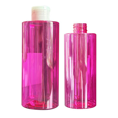 Flacone per lozione in plastica PET trasparente rosso con capacità di 300/400/500 ml e tappo a disco a pressione