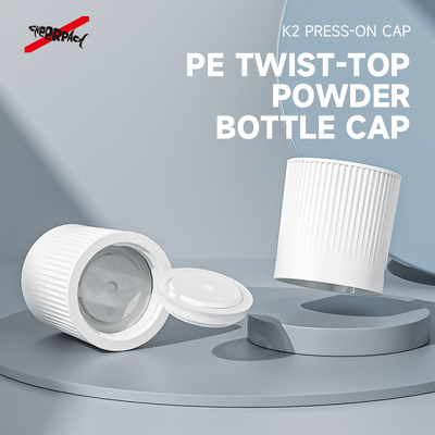 K2 Press on Water Powder Tappo di separazione Coperchio in PE Twist Top per bottiglia in polvere per bevande solide e integratori energetici