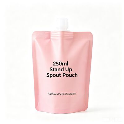 Custodia per beccuccio da 250 ml Borsa composita in plastica di alluminio Tappo superiore con chiusura flessibile Imballaggio per alimenti per bevande