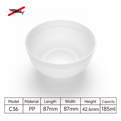 Ciotola per maschere in PP per uso alimentare da 185 ml | Uso salone di bellezza | Ideale per mescolare polvere per maschere e paste di bellezza per saloni di bellezza e fai-da-te per la cura della pelle a casa. Robusto design piatto antiscivolo. Acquista all'ingrosso ora.